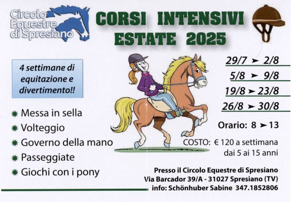 Corsi intensivi di equitazione 2025